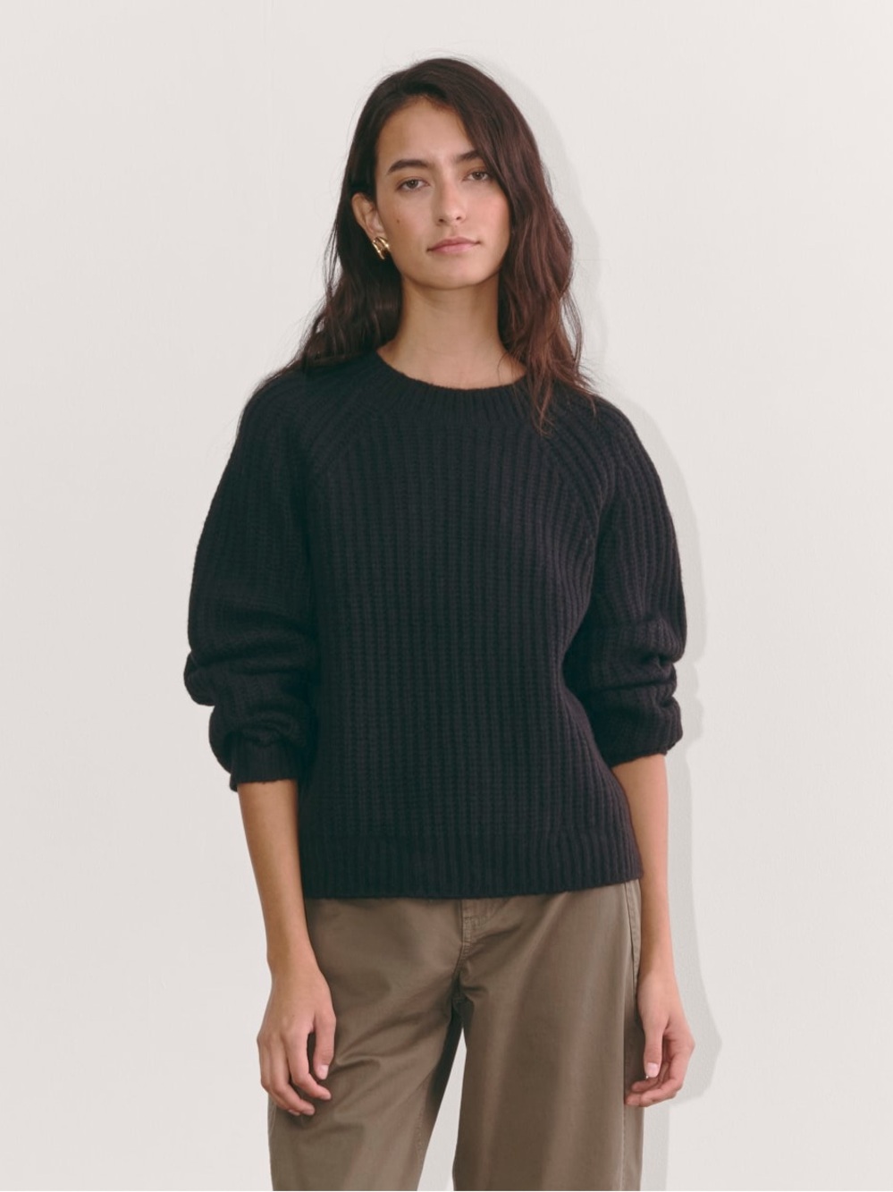 New Everlane THE FISHERMAN CREW IN CLOUD Black Size M